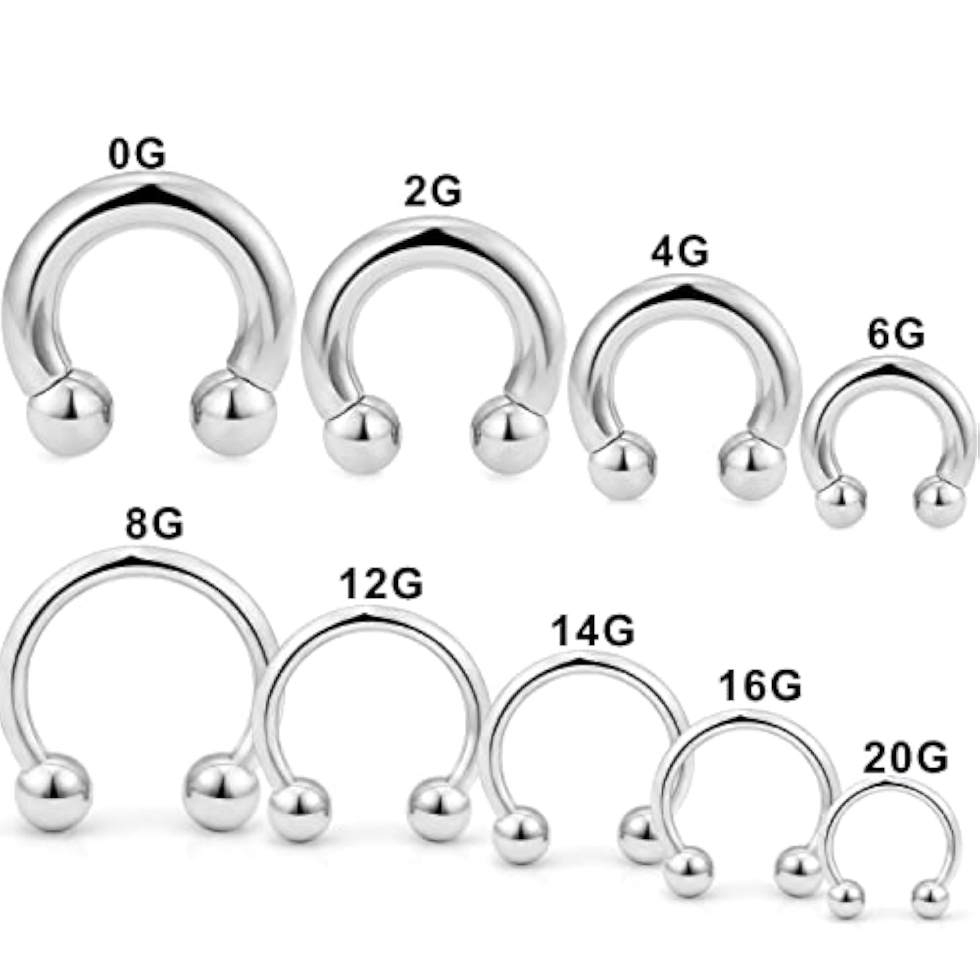 Septum Ear Earrings Gauges Stretching Kit, Surgical Steel